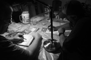 My dad and I talking art and theology  into the wee hours of the night.